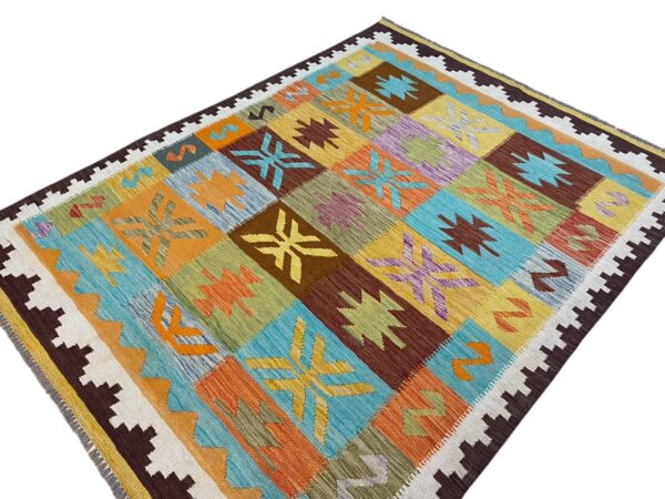 Kelim Teppich Aziz 199x152 Unikat – Bild 3