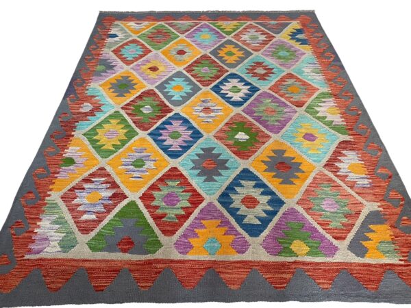 Boho Style Kelim Teppich 203x157 Handgewebt – Bild 2