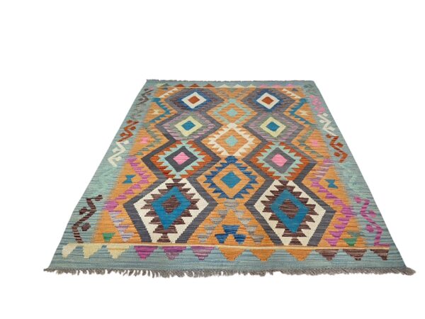 Kelim Teppich Boho 187x148 Handgewebt Morgenland Bazar – Bild 2