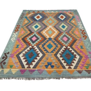 Kelim Teppich Boho 187x148 Handgewebt Morgenland Bazar