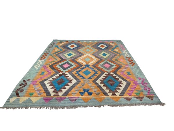 Kelim Teppich Boho 187x148 Handgewebt Morgenland Bazar – Bild 3