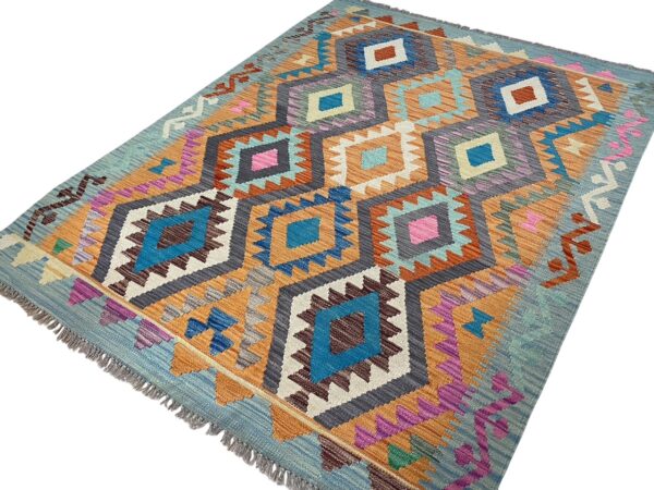 Kelim Teppich Boho 187x148 Handgewebt Morgenland Bazar – Bild 4