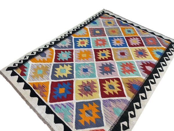 Morgenland Bazar Boho Kelim Teppich 204x147 Unikat – Bild 3