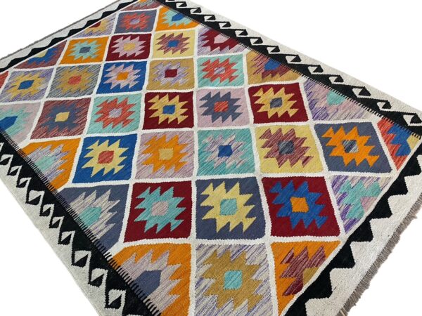 Morgenland Bazar Boho Kelim Teppich 204x147 Unikat – Bild 4