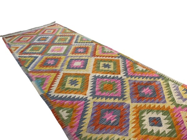 Morgenland Bazar Kelim Teppich Läufer 281x90 Unikat – Bild 4