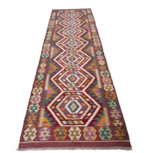 Afghan Kelim Teppich Läufer 283x80 Handgewebt