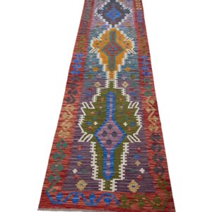 Afghan Kelim Teppich Läufer 279x80 Unikat Handgewebt