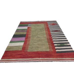 Designer Kelim Teppich unikat 210x152 Handgewebt