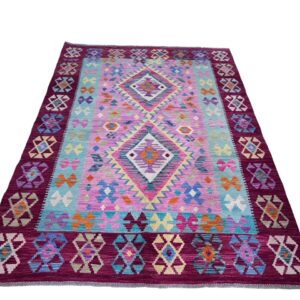 Maimana Kelim Teppich 203x143 Handgewebt Unikat
