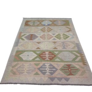Maimana Kelim Teppich 202x145 Handgewebt Unikat